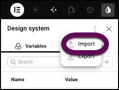 The Import button