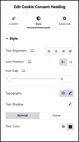The Heading Style menu