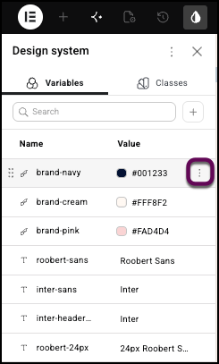The ellipses by the Variable name