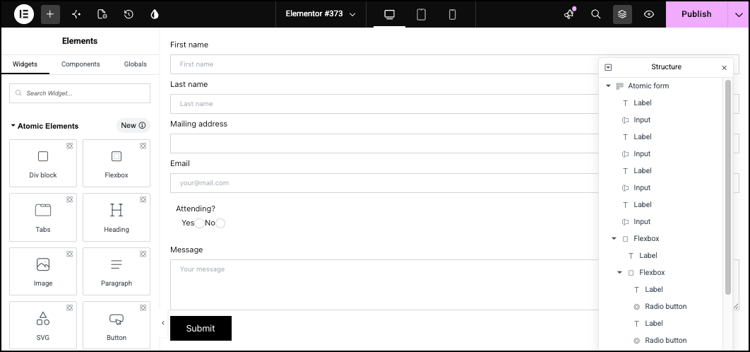 The form without the checkbox.