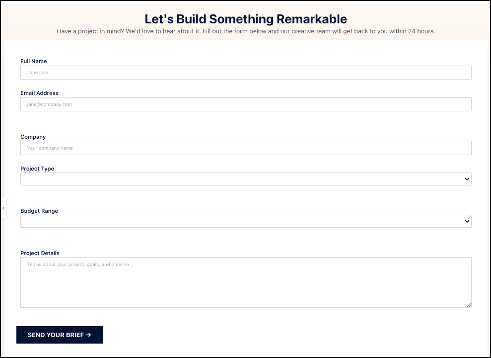 Example of a form built from a prompt