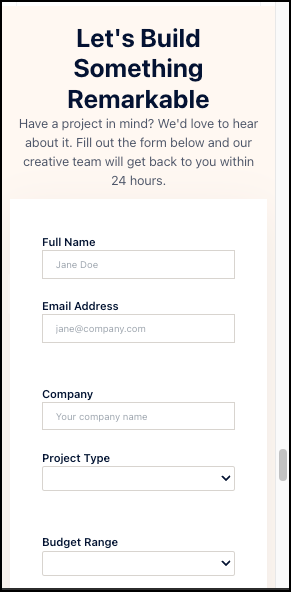 The mobile version of the form.