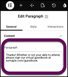 The edited success message