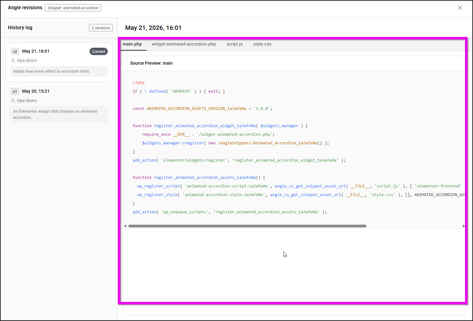 code panel
