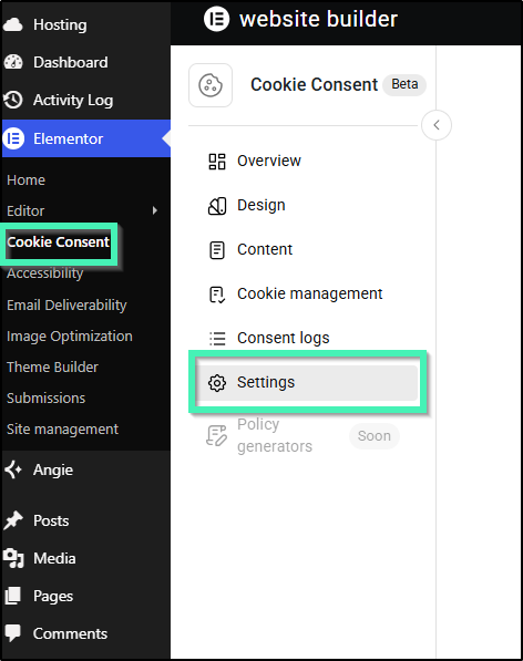 cookie settings